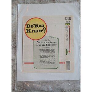Vintage 1920s? John Deere Manure Spreader Model E Marketing Sales Material Paper
